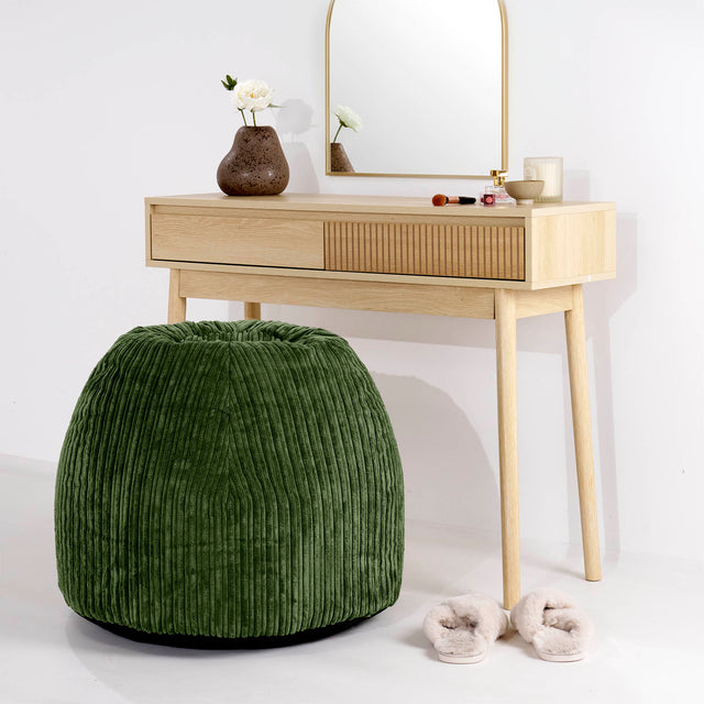 Schminktisch-Pouf-Hocker - Cord Nadelwaldgrün 02