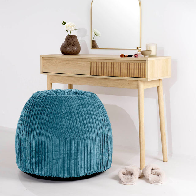 Schminktisch-Pouf-Hocker - Cord Türkis 02