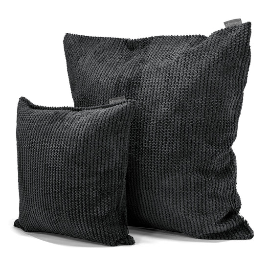 Extra Große Dekokissen / Sofa Kissenbezug 70 x 70cm - Pom-Pom Schwarz 02