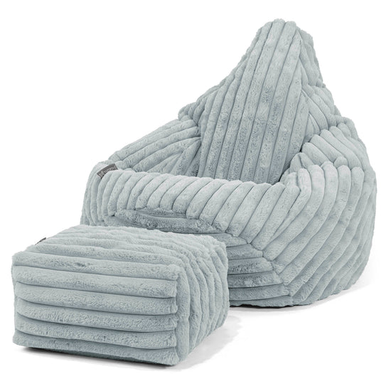 Gaming Sitzsack Sessel - Ultra Plüsch Cord Taubenblau 01
