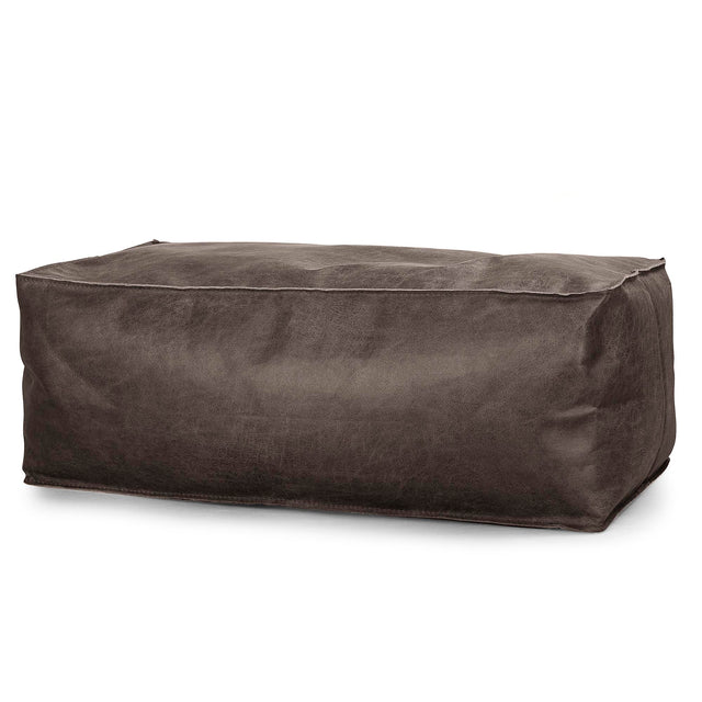 Groß Fußhocker Pouf - Vintage Leder Schiefergrau 01