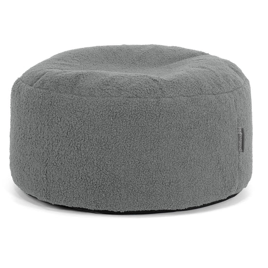 Großer runder Fußhocker - Bouclé Grau 01