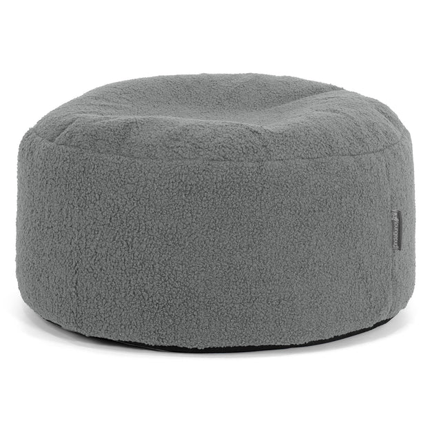 Großer runder Fußhocker - Bouclé Grau 01