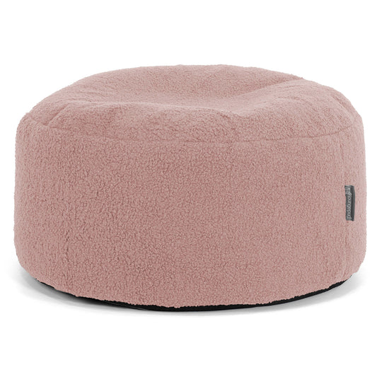 Großer runder Fußhocker - Bouclé Pink 01