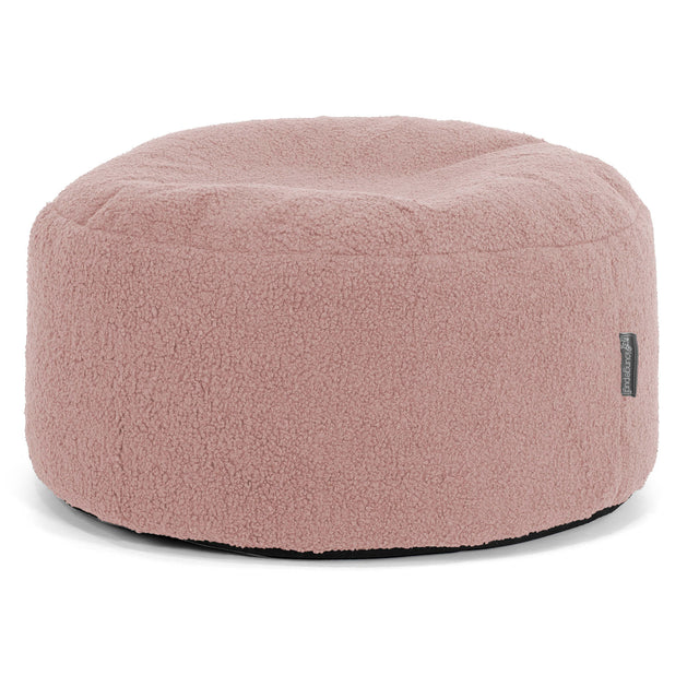 Großer runder Fußhocker - Bouclé Pink 01