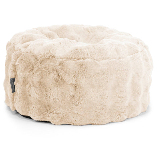Großer runder Fußhocker - Bubble Pelz Creme 01