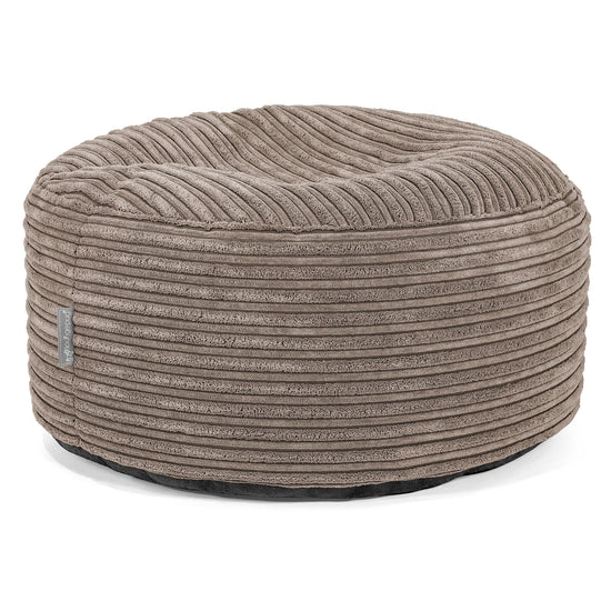 Großer runder Fußhocker - Cord Beigegrau 01