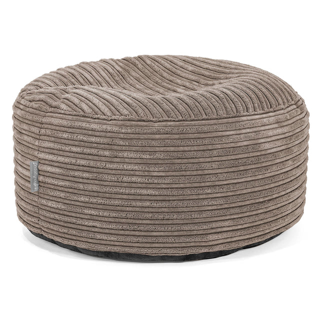 Großer runder Fußhocker - Cord Beigegrau 01