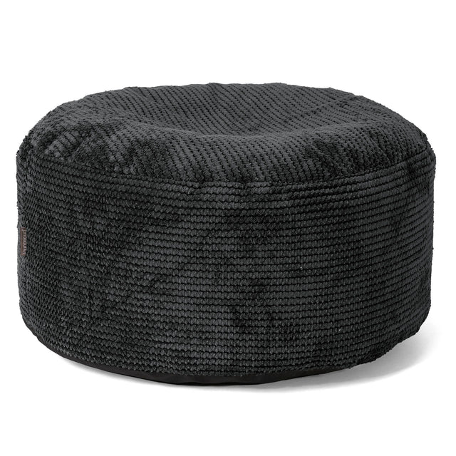 Großer runder Fußhocker - Pom-Pom Schwarz 01