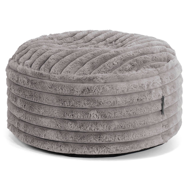 Großer runder Fußhocker - Ultra Plüsch Cord Grau 01