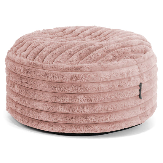 Großer runder Fußhocker - Ultra Plüsch Cord Pastellrosa 01