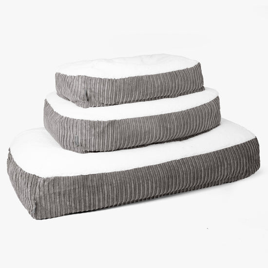 Großes Slouchy Hundebett - Sherpa & Cord Graphitgrau 02