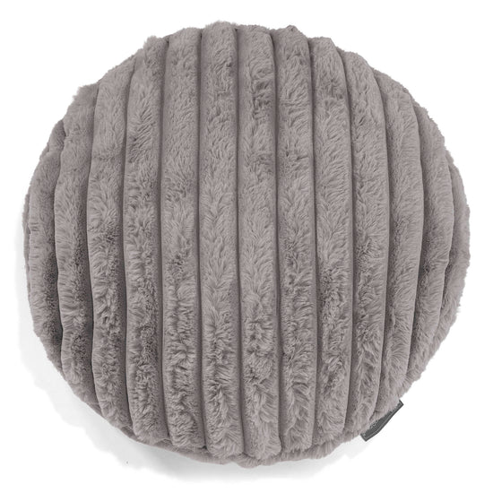Dekokissen / Sofa Kissenbezug Rund 50cm - Ultra Plüsch Cord Grau 01