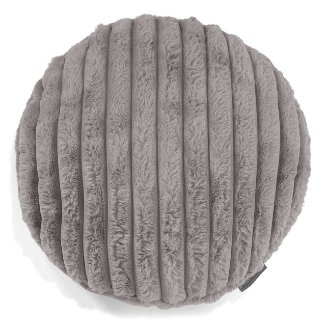Dekokissen / Sofa Kissenbezug Rund 50cm - Ultra Plüsch Cord Grau 01