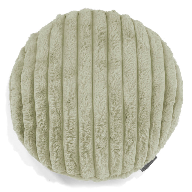 Dekokissen / Sofa Kissenbezug Rund 50cm - Ultra Plüsch Cord Salbeigrün 01