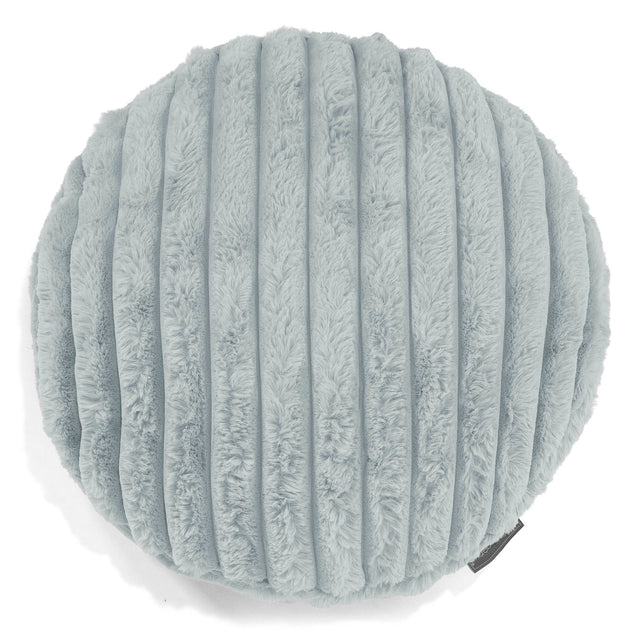 Dekokissen / Sofa Kissenbezug Rund 50cm - Ultra Plüsch Cord Taubenblau 01