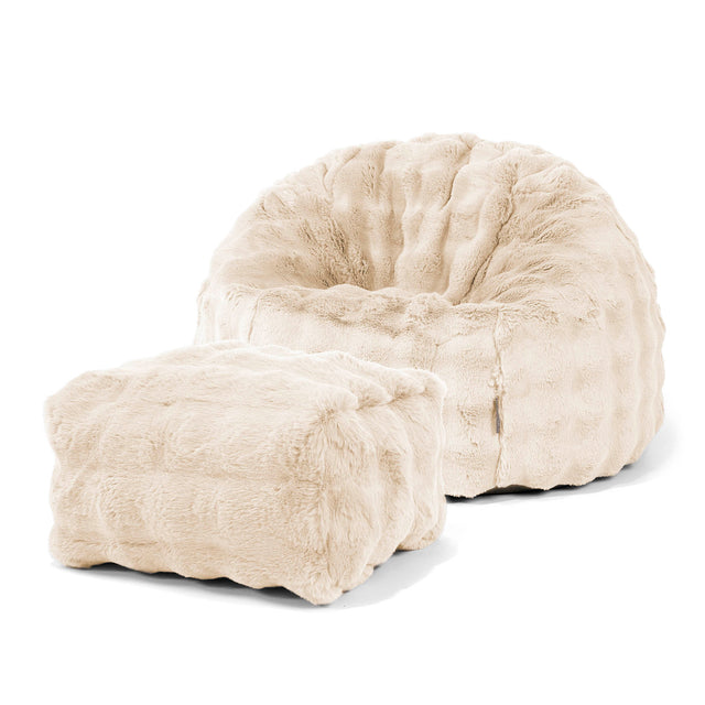 Klassischer Sitzsack Sessel - Bubble Pelz Creme 02
