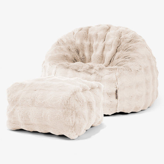 Klassischer Sitzsack Sessel - Bubble Pelz Creme 01