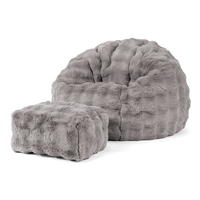 Klassischer Sitzsack Sessel - Bubble Pelz Grau 02