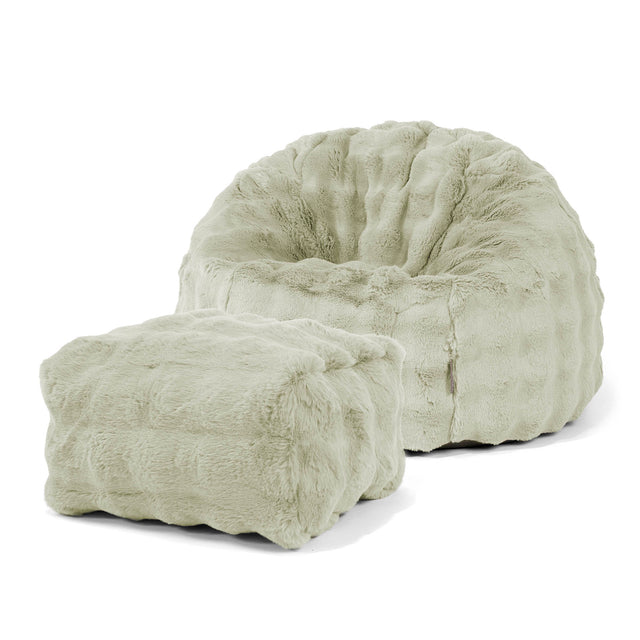 Klassischer Sitzsack Sessel - Bubble Pelz Salbeigrün 02