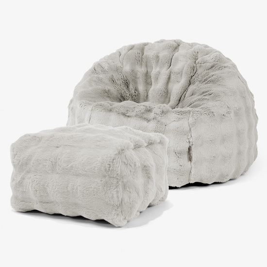 Klassischer Sitzsack Sessel - Bubble Pelz Salbeigrün 01