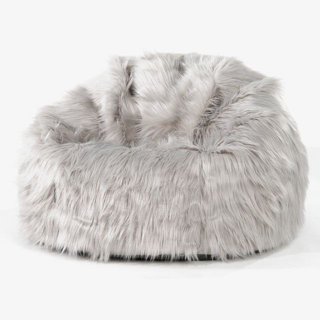 Klassischer Sitzsack Sessel - Mongolisches Kunstfell Grau 01
