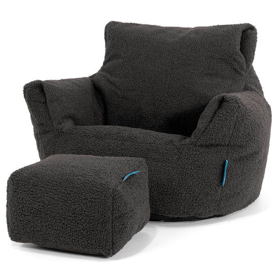 Klein Kindersessel Sitzsack 1-3 jahren - Bouclé Graphitgrau_02