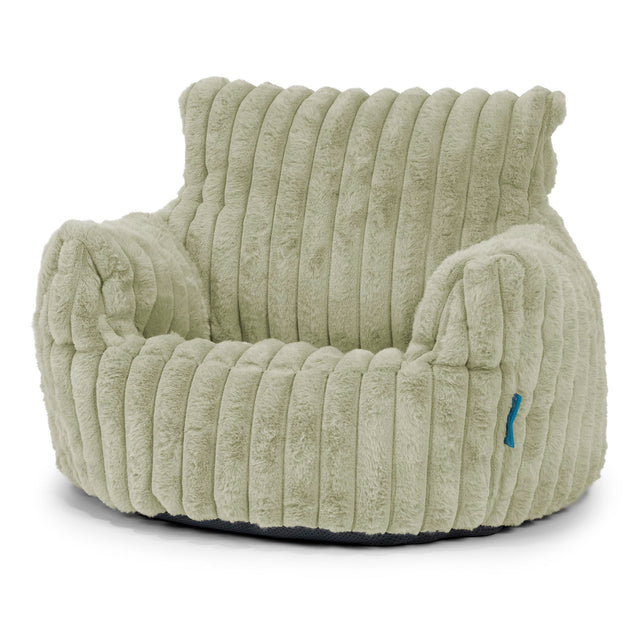 Klein Kindersessel Sitzsack 1-3 jahren - Ultra Plüsch Cord Salbeigrün 01