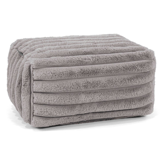Kleiner Fußhocker - Ultra Plüsch Cord Grau 01