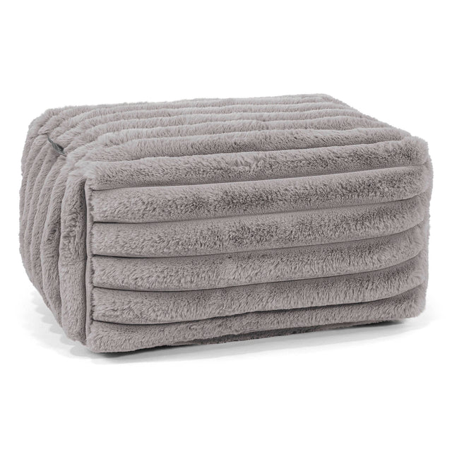Kleiner Fußhocker - Ultra Plüsch Cord Grau 01