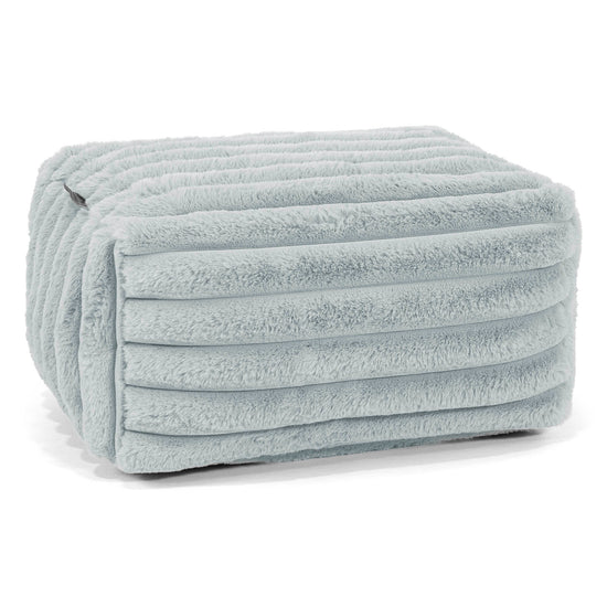 Kleiner Fußhocker - Ultra Plüsch Cord Taubenblau 01