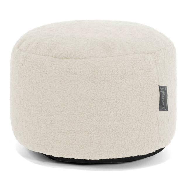 Kleiner runder Fußhocker - Bouclé Elfenbein 01