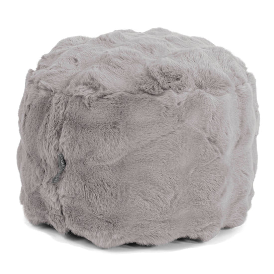 Kleiner runder Fußhocker - Bubble Pelz Grau 01