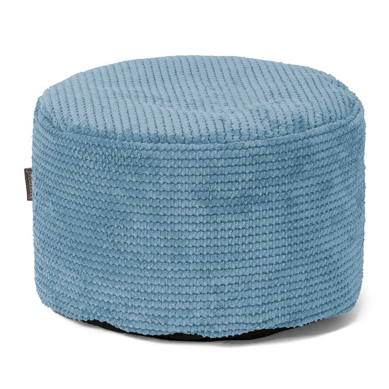 Kleiner runder Fußhocker - Pom-Pom Himmelblau 01