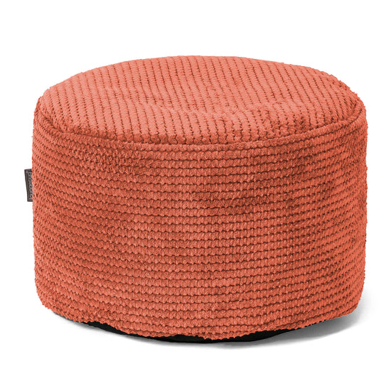 Kleiner runder Fußhocker - Pom-Pom Kürbisorange 01