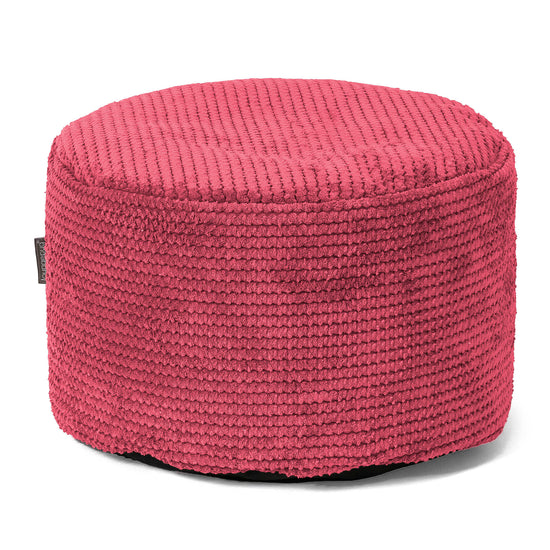 Kleiner runder Fußhocker - Pom-Pom Pastellrot 01