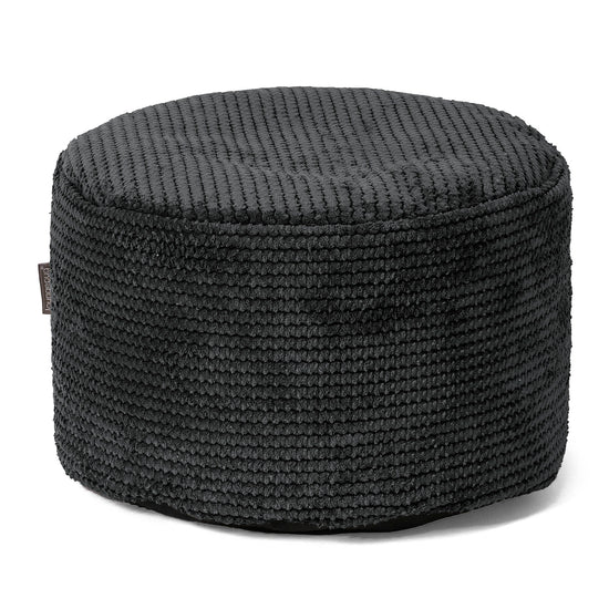 Kleiner runder Fußhocker - Pom-Pom Schwarz 01