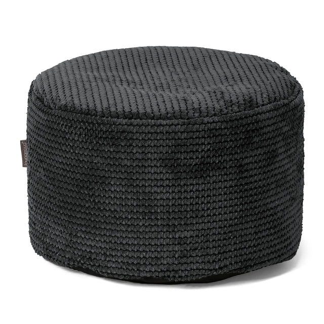 Kleiner runder Fußhocker - Pom-Pom Schwarz 01