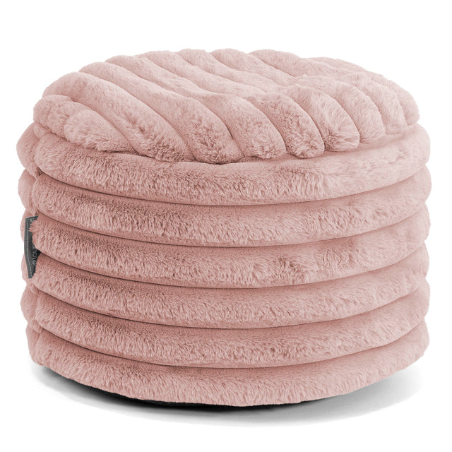 Kleiner runder Fußhocker - Ultra Plüsch Cord Pastellrosa 01