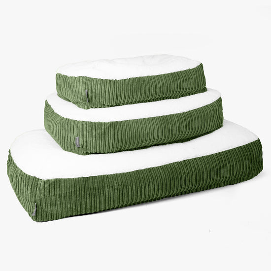 Medium Slouchy Hundebett - Sherpa & Cord Nadelwaldgrün 02