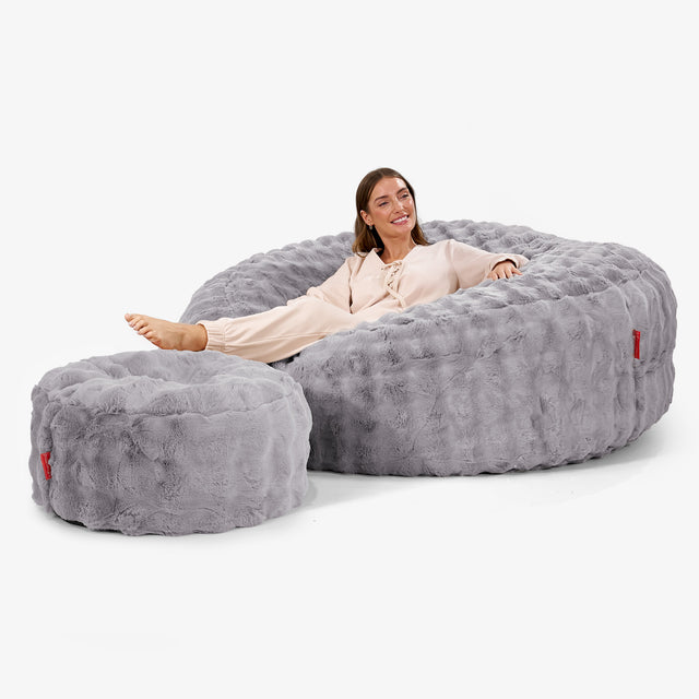 Mega-Mammoth Sofa Sitzsack XXL - Bubble Pelz Grau