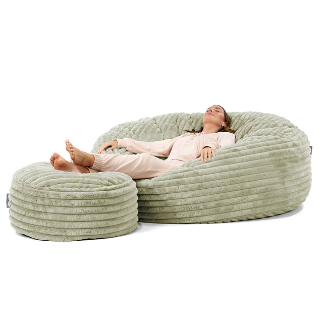 Mega-Mammoth Sofa Sitzsack XXL - Ultra Plüsch Cord Salbeigrün