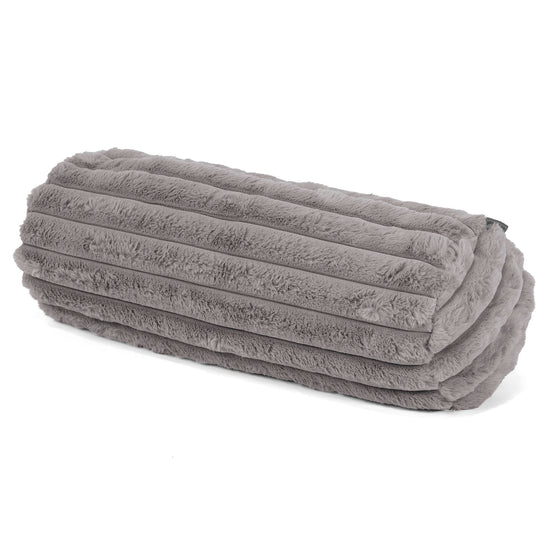 Nackenrolle Dekokissen / Sofa Kissenbezug 20 x 55cm - Ultra Plüsch Cord Grau 01