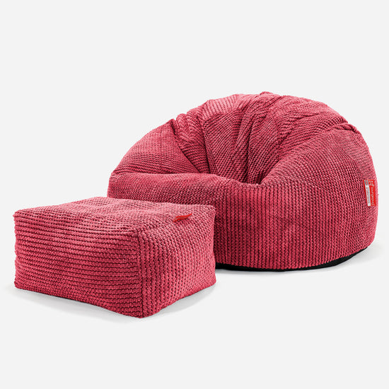 Klassischer Sitzsack Sessel - Pom-Pom Pastellrot 02