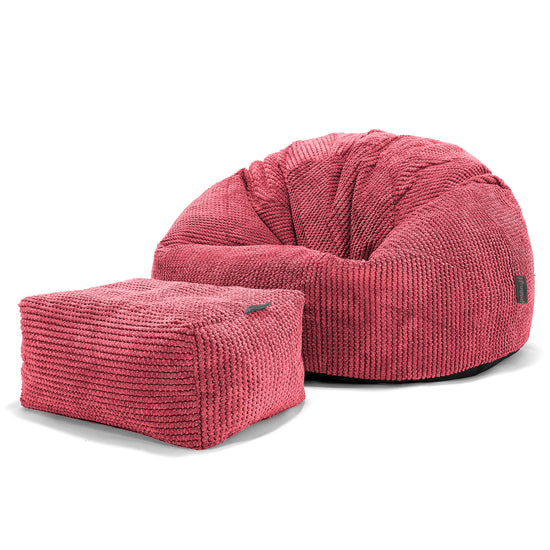 Klassischer Sitzsack Sessel - Pom-Pom Pastellrot 02