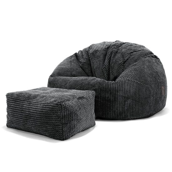 Klassischer Sitzsack Sessel - Waffle Cord Schwarz 02