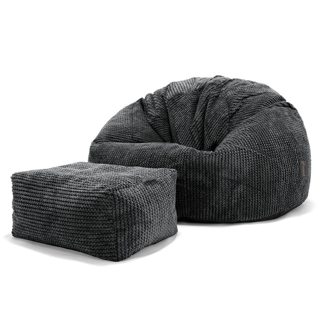 Klassischer Sitzsack Sessel - Pom-Pom Schwarz 02