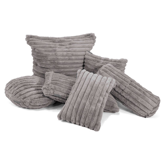 Riesen Dekokissen / Sofa Kissenbezug 40 x 70cm - Ultra Plüsch Cord Grau 02