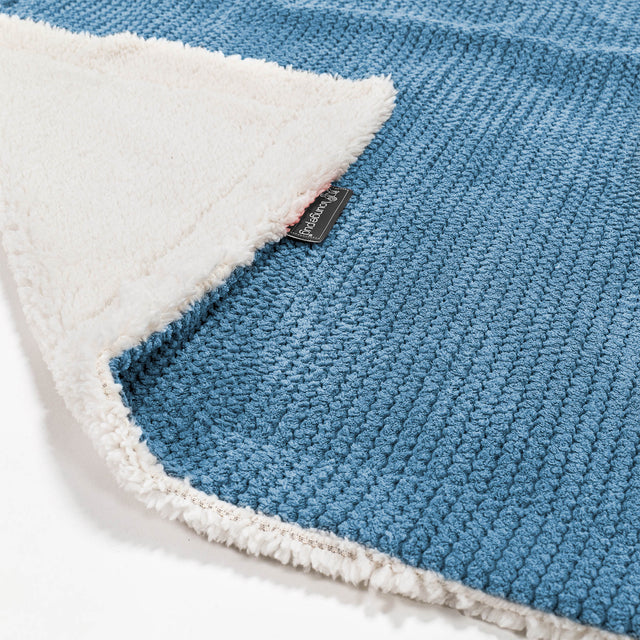 Sherpa-Decke - Pom-Pom Himmelblau 01