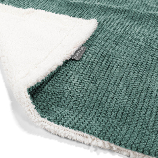 Sherpa-Decke - Pom-Pom Moosgrün 01